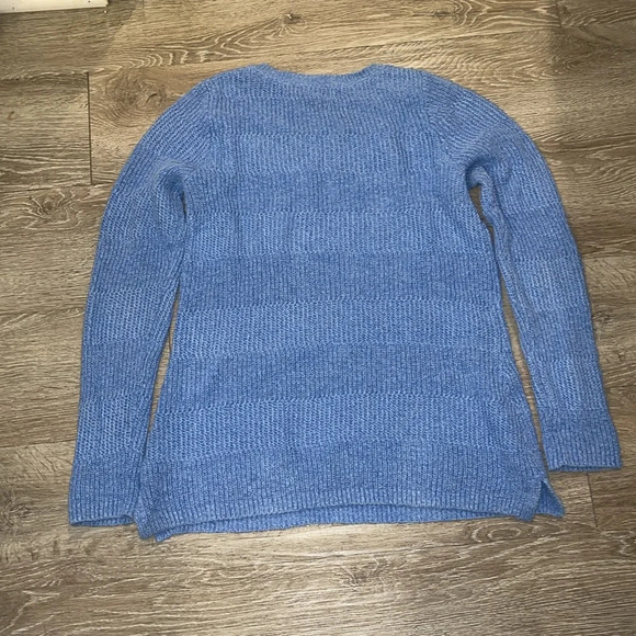 Ll bean chunky stripe blue 100 % cotton Blue Women's Sweater size medium - Picture 4 of 7